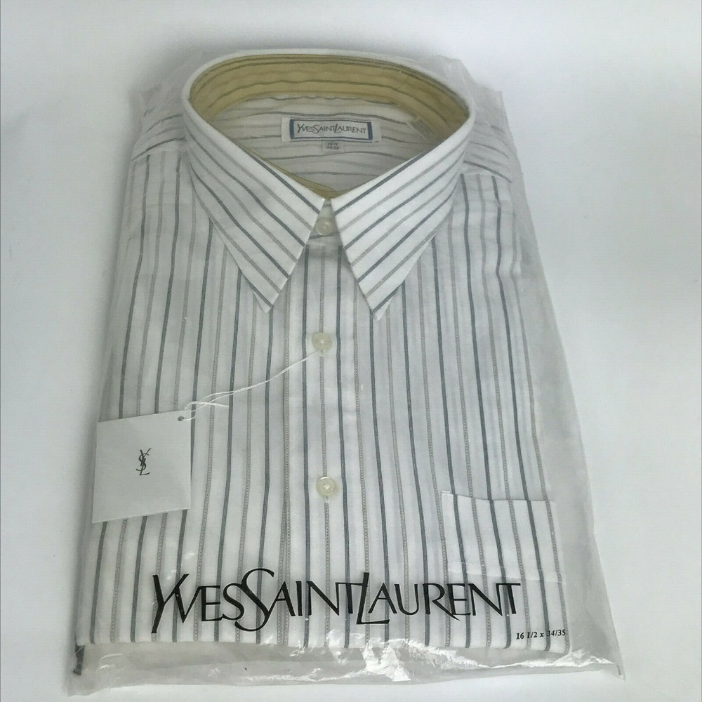NWT Yves Saint Laurent YSL Long Sleeve White Strip